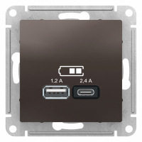 ATN000639 (арт.): Systeme Electric AtlasDesign Мокко USB A+С, 5В/2,4А, 2х5В/1,2А, механизм