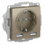 ATN000530 (арт.): Systeme Electric AtlasDesign Шампань SO + USB Розетка A+A, 5В/2,4А, 2х5В/1,2А, механизм
