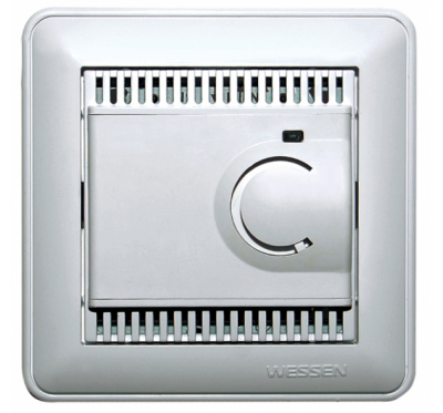TES-151-48 (арт.): Systeme Electric Wessen 59 Шампань Регулятор теплого пола с датчиком +5 до +50°C, 10А (в сборе, с рамкой)