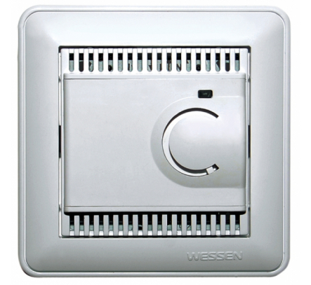 TES-151-48 (арт.): Systeme Electric Wessen 59 Шампань Регулятор теплого пола с датчиком +5 до +50°C, 10А (в сборе, с рамкой)