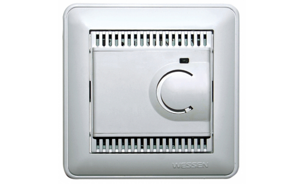 TES-151-48 (арт.): Systeme Electric Wessen 59 Шампань Регулятор теплого пола с датчиком +5 до +50°C, 10А (в сборе, с рамкой)