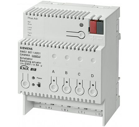 N 567/01 (арт.): Выключатель НАГРУЗКИ N 567/1, 4Х230V AC 8A, ДЛЯ УСТАНОВКИ НА DIN-РЕЙКУ, 4 ТЕ