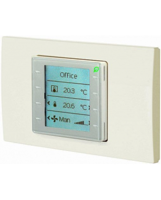 QMX3.P36G (арт.): Модуль комнатный с KNX PL-Link, датчиком температуры, конфигурируемый с горизонтальной белой рамкой (3 горизонтальных модуля)