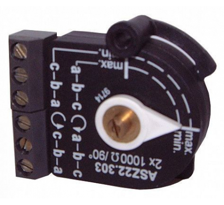 ASZ22.903 (арт.): Двойной потенциометр, провод / проводящий пластик, 90 °, 2x1000Ω