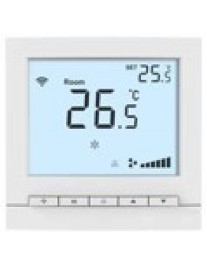 RT402SEELSW (арт.): Термостат комнатный цифровой, H/C/V, для 2тр/2поз ECM/0…10В FCU, DI/ECO, сенсорные кнопки, ЖК экран с подсв, расписание, Modbus RTU, ~220В