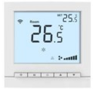 RT30FRSDW (арт.): Термостат комнатный цифровой, H/C, для 2тр 3ск FCU, ЖК экран с подсв, c/fan, WiFi, ~220В