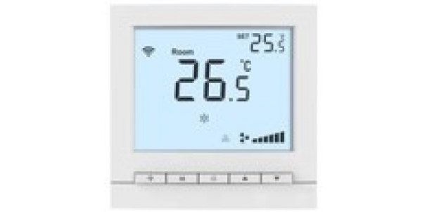 RT402SECELSW (арт.): Термостат комнатный цифровой, H/C/V, для 2тр/2поз ECM/0…10В/CFAN FCU, DI/ECO, сенсорные кнопки, ЖК экран с подсв, Modbus, ~220В