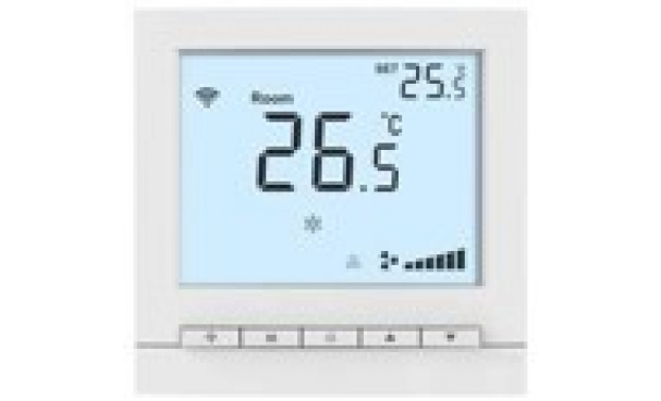 RT304S3CLW (арт.): Термостат комнатный цифровой, H/C/V, для 4тр 3ск/C FCU, ЖК экран подсв/син бел ~220В BS