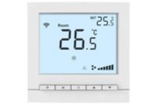 RT402SEELSW (арт.): Термостат комнатный цифровой, H/C/V, для 2тр/2поз ECM/0…10В FCU, DI/ECO, сенсорные кнопки, ЖК экран с подсв, расписание, Modbus RTU, ~220В